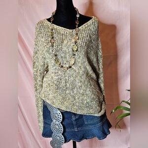Natural Instincts Boho Open Knit Earth Tone Sweater Medium